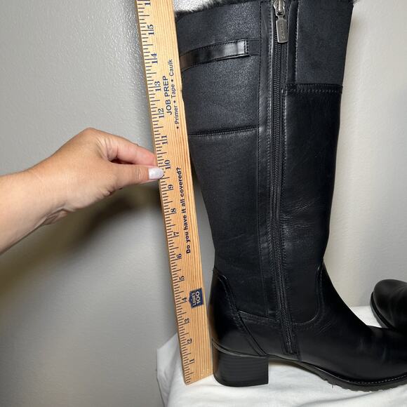 Blondo Ramya Tall Black Leather Boots Womens Size 7.5 Wide Side Zip Fleece Lined - Picture 14 of 16